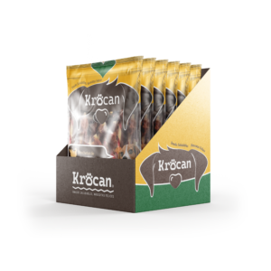Caja con 6 unidades de Brochetas de carne triple sabor Krocan 100g - Snack saludable para perros